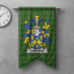ScotsTee Shop Irish Carthew Clan Coat of Arms Irish Tartan Gonfalon Flag