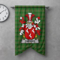 ScotsTee Shop Irish Chevers Clan Coat of Arms Irish Tartan Gonfalon Flag