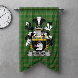 ScotsTee Shop Irish Boulger or O'Bolger Clan Coat of Arms Irish Tartan Gonfalon Flag