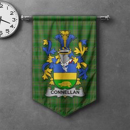 ScotsTee Shop Irish Connellan or O'Connellan Clan Coat of Arms Irish Tartan Gonfalon Flag
