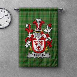 ScotsTee Shop Irish Carkham Clan Coat of Arms Irish Tartan Gonfalon Flag