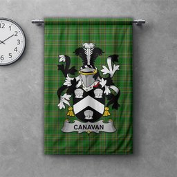 ScotsTee Shop Irish Canavan or O'Canavan Clan Coat of Arms Irish Tartan Gonfalon Flag