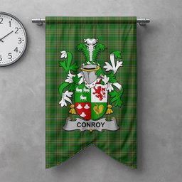 ScotsTee Shop Irish Conroy or O'Conry Clan Coat of Arms Irish Tartan Gonfalon Flag