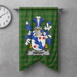ScotsTee Shop Irish Biggar Clan Coat of Arms Irish Tartan Gonfalon Flag