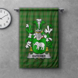 ScotsTee Shop Irish Butcher Clan Coat of Arms Irish Tartan Gonfalon Flag