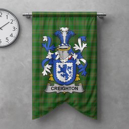 ScotsTee Shop Irish Creighton Clan Coat of Arms Irish Tartan Gonfalon Flag