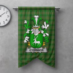 ScotsTee Shop Irish Connor or O'Connor (Corcomroe) Clan Coat of Arms Irish Tartan Gonfalon Flag