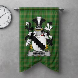 ScotsTee Shop Irish Braden or O'Braden Clan Coat of Arms Irish Tartan Gonfalon Flag