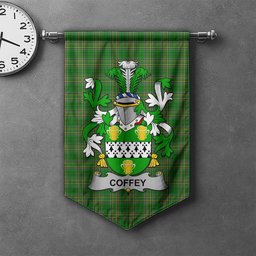 ScotsTee Shop Irish Coffey or O'Coffey Clan Coat of Arms Irish Tartan Gonfalon Flag