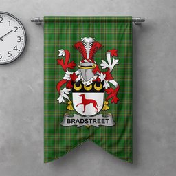 ScotsTee Shop Irish Bradstreet Clan Coat of Arms Irish Tartan Gonfalon Flag