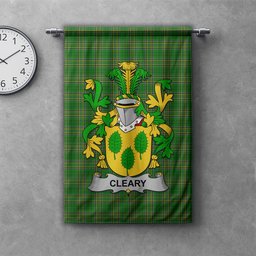 ScotsTee Shop Irish Cleary or O'Clery Clan Coat of Arms Irish Tartan Gonfalon Flag