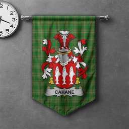 ScotsTee Shop Irish Cahane or O'Cahane Clan Coat of Arms Irish Tartan Gonfalon Flag
