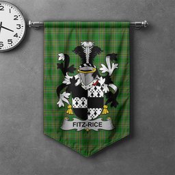 ScotsTee Shop Irish Fitz-Rice Clan Coat of Arms Irish Tartan Gonfalon Flag