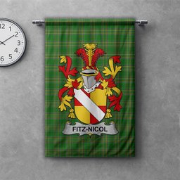 ScotsTee Shop Irish Fitz-Nicol Clan Coat of Arms Irish Tartan Gonfalon Flag
