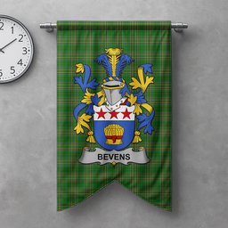 ScotsTee Shop Irish Bevens Clan Coat of Arms Irish Tartan Gonfalon Flag