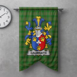ScotsTee Shop Irish Galbraith Clan Coat of Arms Irish Tartan Gonfalon Flag