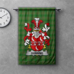 ScotsTee Shop Irish Gunning or O'Gunning Clan Coat of Arms Irish Tartan Gonfalon Flag