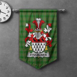ScotsTee Shop Irish Fitz-Oliver Clan Coat of Arms Irish Tartan Gonfalon Flag