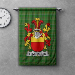ScotsTee Shop Irish Fitz-Harris Clan Coat of Arms Irish Tartan Gonfalon Flag