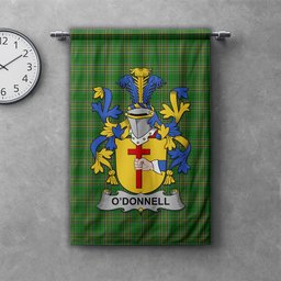 ScotsTee Shop Irish Donnell or O'Donnell Clan Coat of Arms Irish Tartan Gonfalon Flag