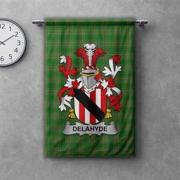 ScotsTee Shop Irish Delahyde Clan Coat of Arms Irish Tartan Gonfalon Flag