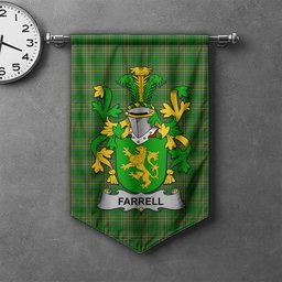 ScotsTee Shop Irish Farrell or O'Ferrell Clan Coat of Arms Irish Tartan Gonfalon Flag