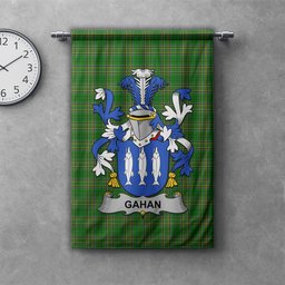 ScotsTee Shop Irish Gahan or McGahan Clan Coat of Arms Irish Tartan Gonfalon Flag