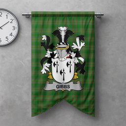 ScotsTee Shop Irish Gibbs Clan Coat of Arms Irish Tartan Gonfalon Flag