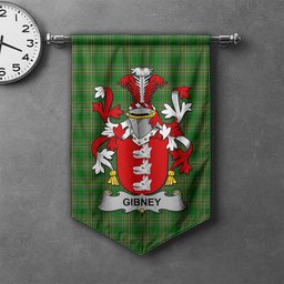 ScotsTee Shop Irish Gibney or O'Gibney Clan Coat of Arms Irish Tartan Gonfalon Flag