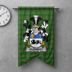 ScotsTee Shop Irish Gilchrist or McGilchrist Clan Coat of Arms Irish Tartan Gonfalon Flag