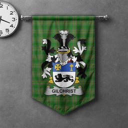 ScotsTee Shop Irish Gilchrist or McGilchrist Clan Coat of Arms Irish Tartan Gonfalon Flag