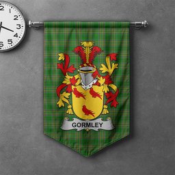 ScotsTee Shop Irish Gormley or O'Gormley Clan Coat of Arms Irish Tartan Gonfalon Flag