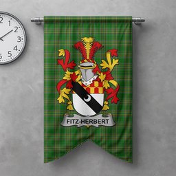 ScotsTee Shop Irish Fitz-Herbert Clan Coat of Arms Irish Tartan Gonfalon Flag