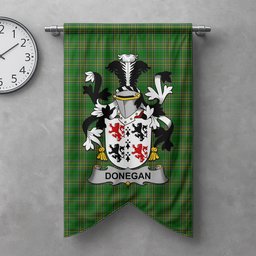 ScotsTee Shop Irish Donegan or O'Donagan Clan Coat of Arms Irish Tartan Gonfalon Flag