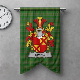 ScotsTee Shop Irish Ewing Clan Coat of Arms Irish Tartan Gonfalon Flag