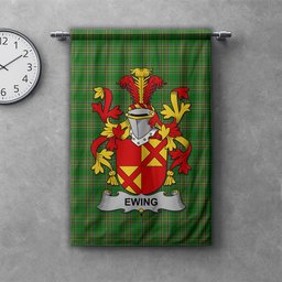 ScotsTee Shop Irish Ewing Clan Coat of Arms Irish Tartan Gonfalon Flag