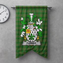 ScotsTee Shop Irish Flower Clan Coat of Arms Irish Tartan Gonfalon Flag
