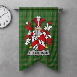 ScotsTee Shop Irish Fitz-Stephens Clan Coat of Arms Irish Tartan Gonfalon Flag