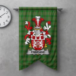 ScotsTee Shop Irish Finucane or McFinucane Clan Coat of Arms Irish Tartan Gonfalon Flag