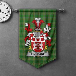 ScotsTee Shop Irish Finucane or McFinucane Clan Coat of Arms Irish Tartan Gonfalon Flag