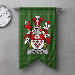 ScotsTee Shop Irish Fitz-Roe Clan Coat of Arms Irish Tartan Gonfalon Flag