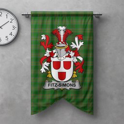ScotsTee Shop Irish Fitz-Simons Clan Coat of Arms Irish Tartan Gonfalon Flag