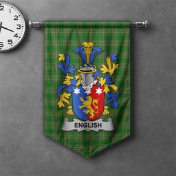 ScotsTee Shop Irish English Clan Coat of Arms Irish Tartan Gonfalon Flag