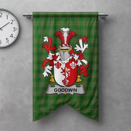 ScotsTee Shop Irish Goodwin Clan Coat of Arms Irish Tartan Gonfalon Flag