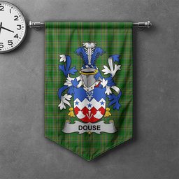 ScotsTee Shop Irish Douse or Dowse Clan Coat of Arms Irish Tartan Gonfalon Flag