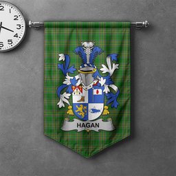ScotsTee Shop Irish Hagan or O'Hagan Clan Coat of Arms Irish Tartan Gonfalon Flag