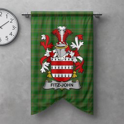 ScotsTee Shop Irish Fitz-John Clan Coat of Arms Irish Tartan Gonfalon Flag