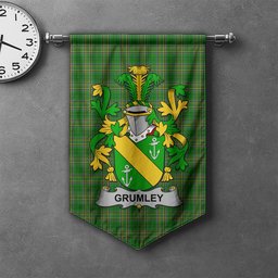 ScotsTee Shop Irish Grumley Clan Coat of Arms Irish Tartan Gonfalon Flag