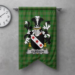 ScotsTee Shop Irish Gleeson or O'Glissane Clan Coat of Arms Irish Tartan Gonfalon Flag