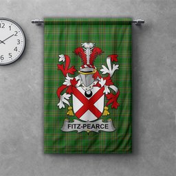 ScotsTee Shop Irish Fitz-Pearce Clan Coat of Arms Irish Tartan Gonfalon Flag